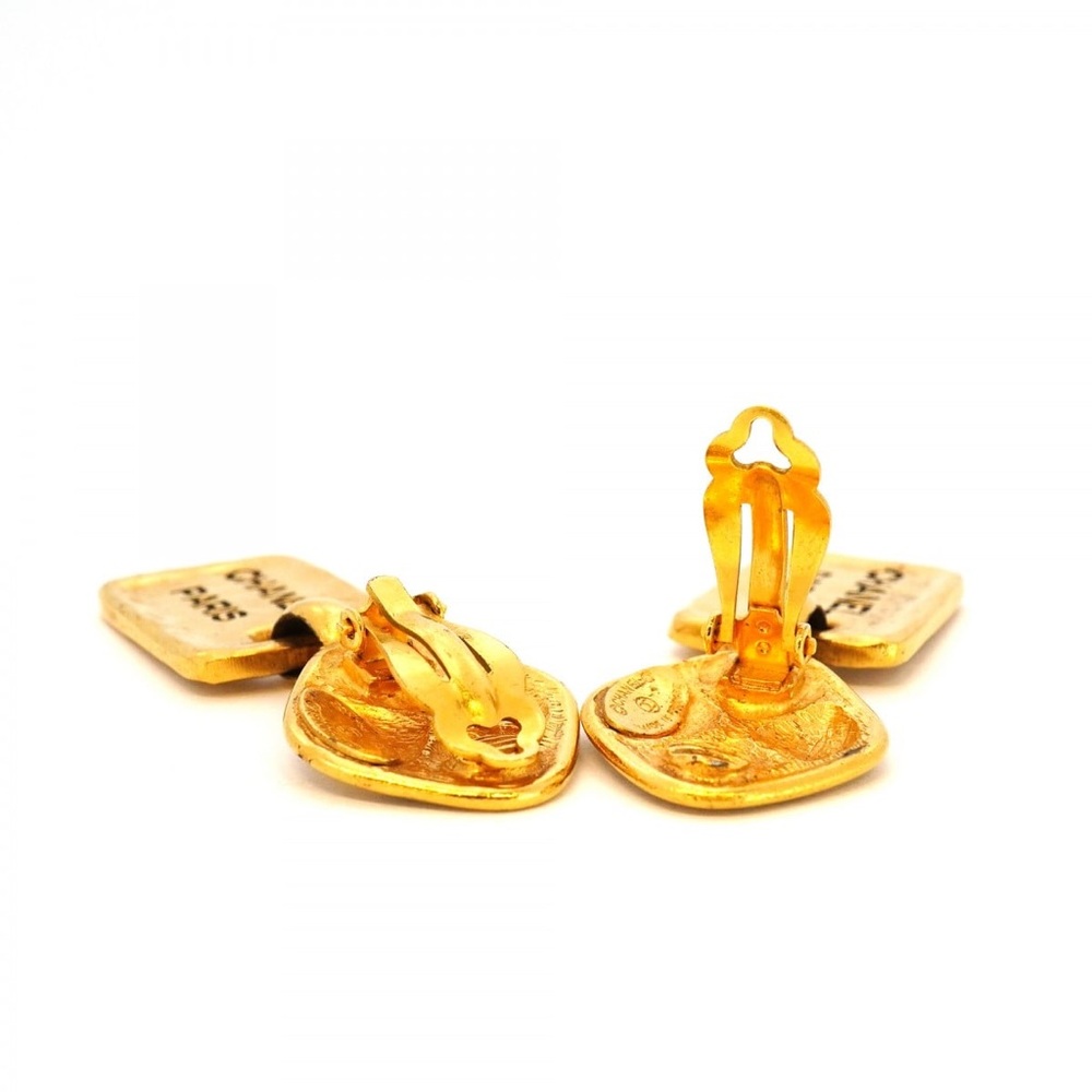 Authentic CHANEL gold plated vintage 90s clip on earrings - Picture 6 of 7